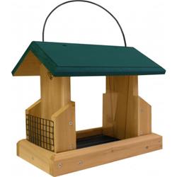 Whdf 13 X 7.25 X 10.75 In. Hopper Feeder Deluxe Cedar With Suet Holders ,natural & Green