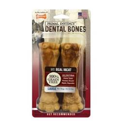 Tfh Publications & Nylabone Npi404tpp Primal Instinct Real Meat Dental Bones - Dog Treat Large
