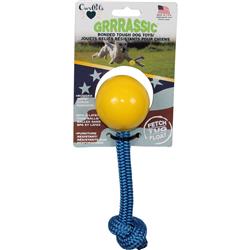 2400013961 9 In. Grrrassic Bonded Tough Toss Dog Toy - Blue & Yellow