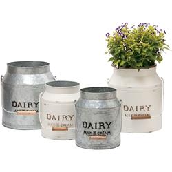 Deer Park Ironworks Cd131 Dairy Jug Planter Cream & Galvanized - Set Of 2