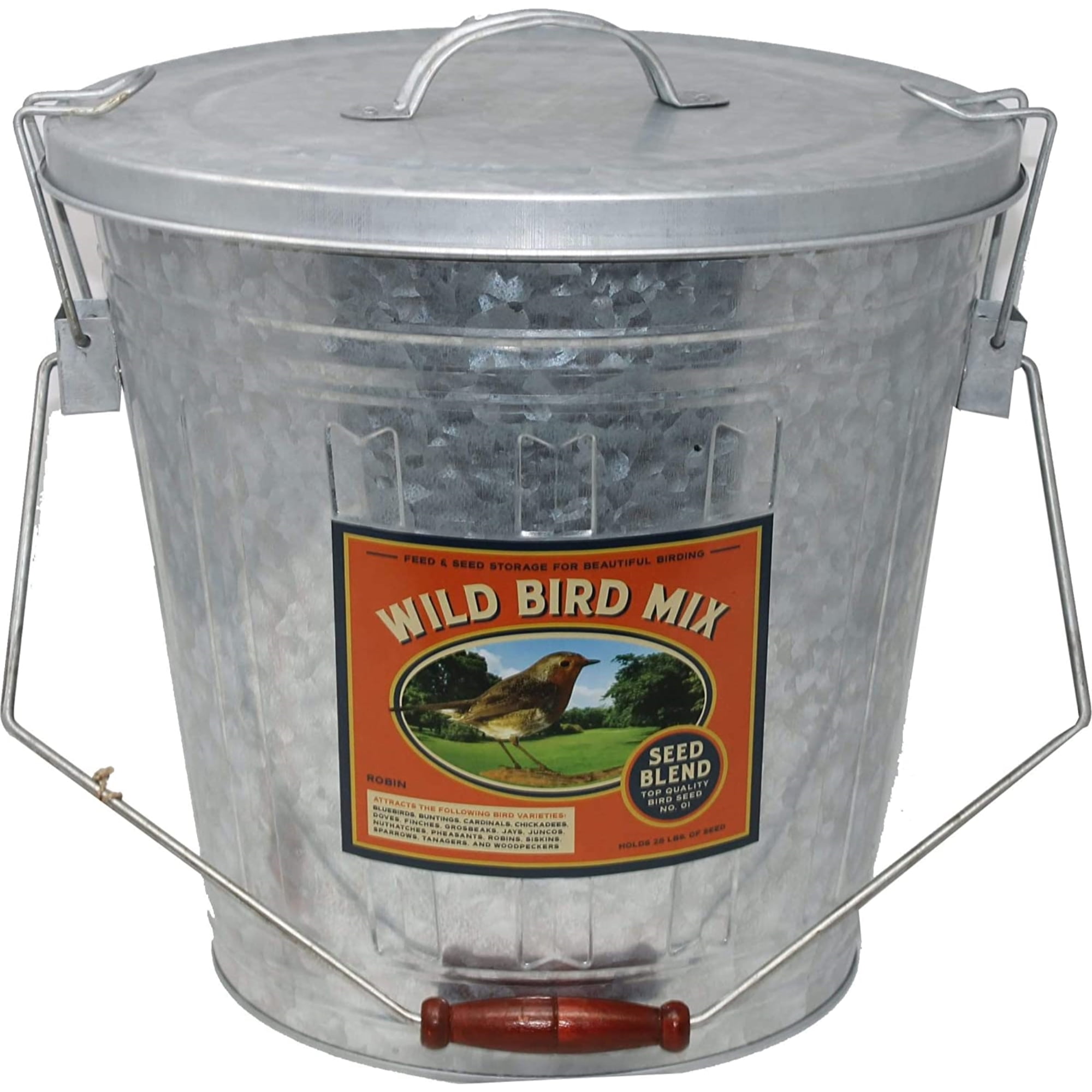 Audubon & Woodlink 25253 Rustic Farmhouse Seed Storage Bucket With Scoop - Galvanized