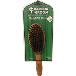 Paws & Alcott Bg Bb Lg Large Bamboo Oval Bristl Brush With Natural Boar Bristle - Tan & Black, Pack Of 12
