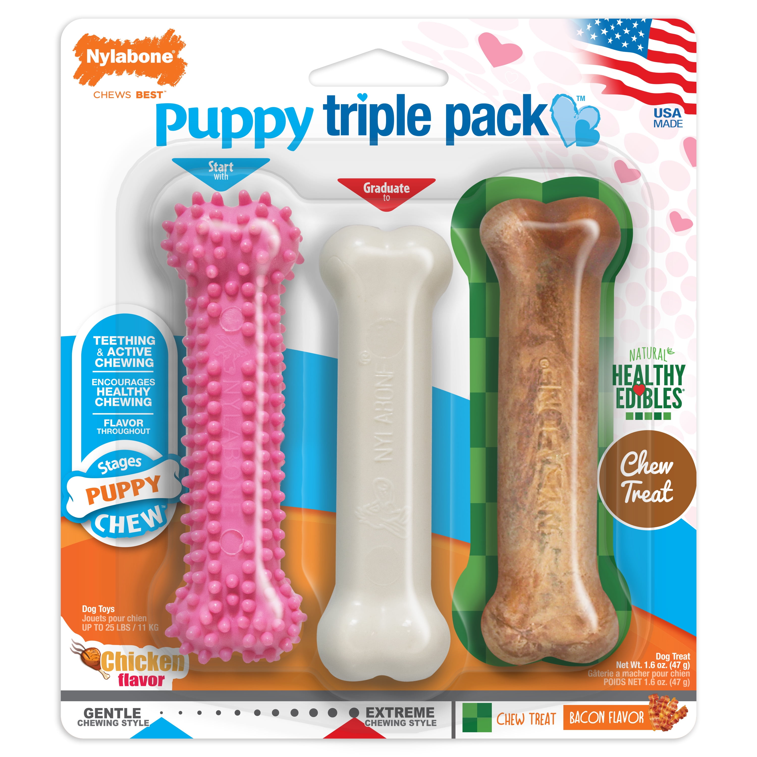Tfh Publications & Nylabone Nrp002vpp Puppy Chew Triple Pack Pink