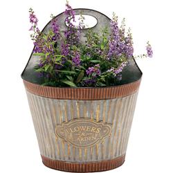 Deer Park Ironworks Cd122 Wide Corrugated Wall Planter Flowers & Garden - Galvanized, Pack Of 6