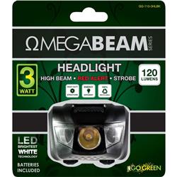 Gg-113-3hlbk 3 Watt 120 Lumens Omega Beam Led Headlight - Black