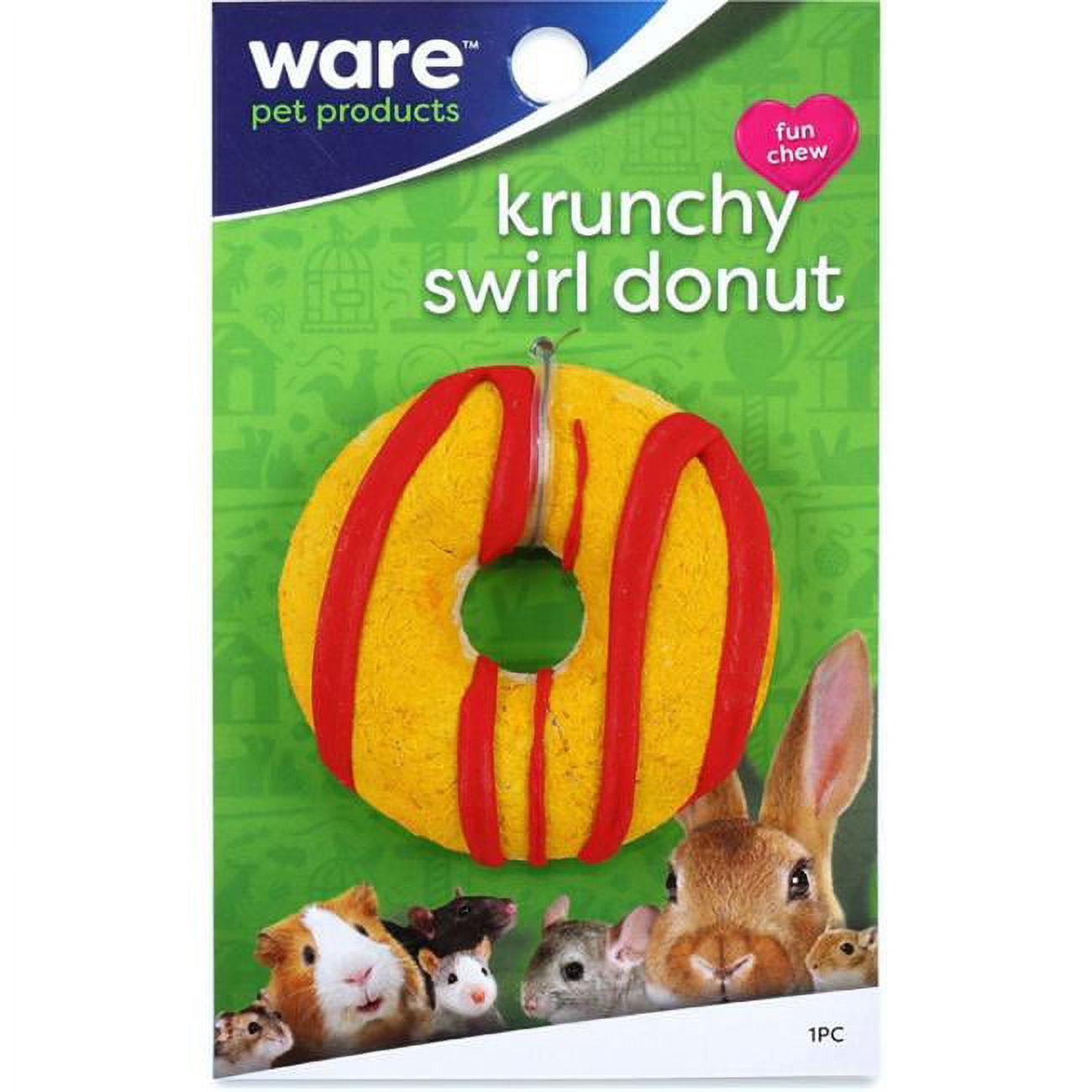 Ware Manufacturing 13078 Critter Ware Krunchy Swirl Donut Treat, Assorted Color - Pack Of 48