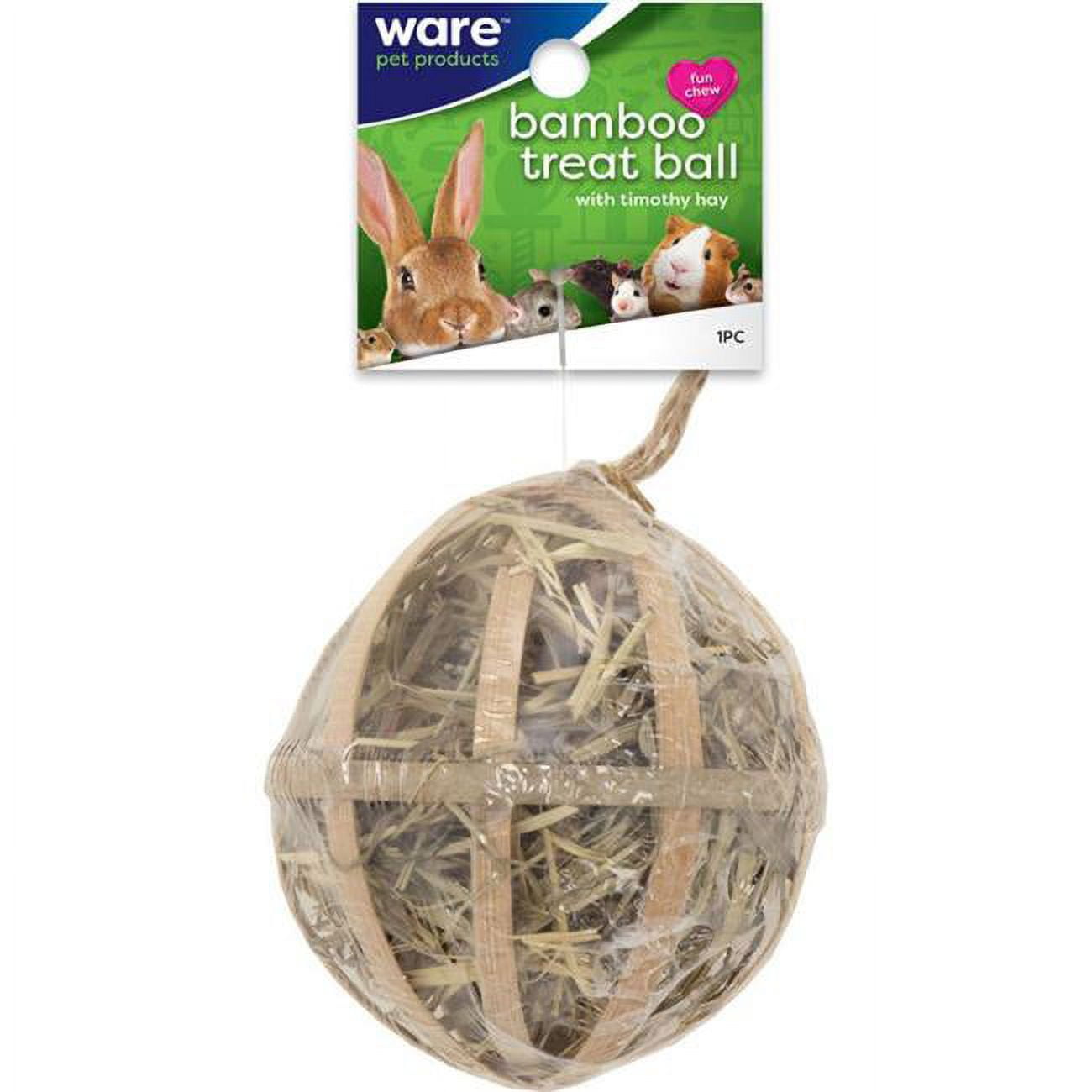 Ware Manufacturing 13098 Natural Critter Ware Bambo Treat Ball With Timothy Hay, Pack Of 48
