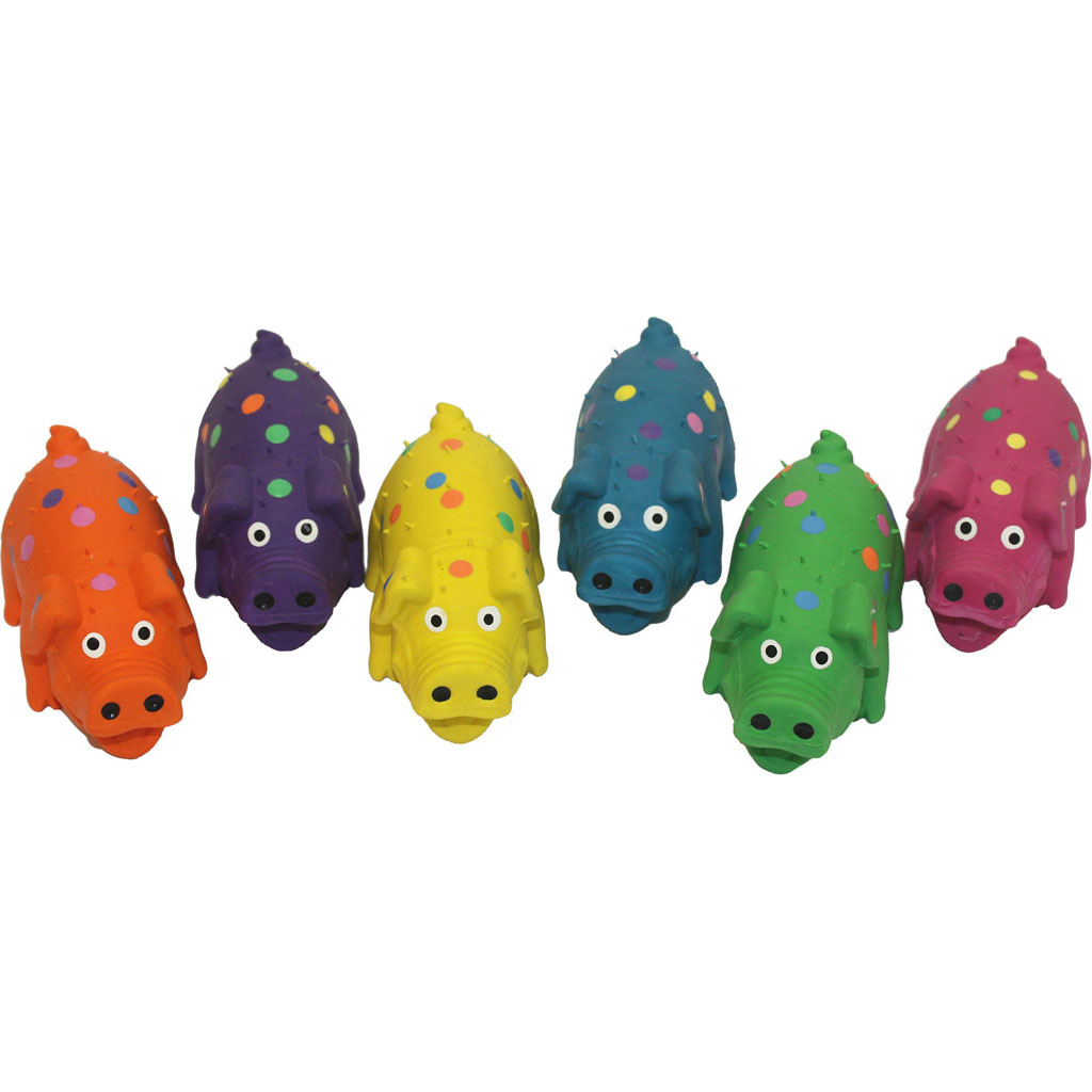 20315 Globlet Pig Latex Dog Toy - Assorted Color - 4 in.