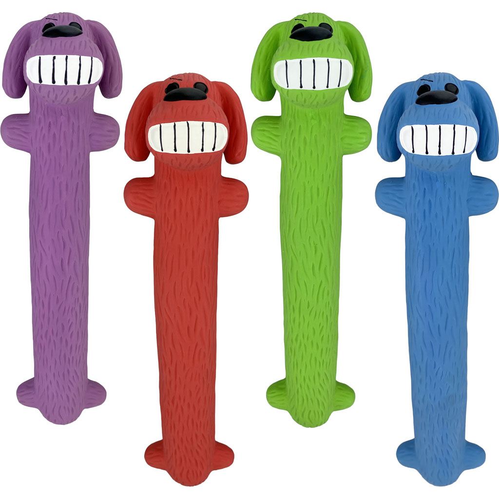61238  Loofa Latex Dog Toy - Assorted Color - 12 in.