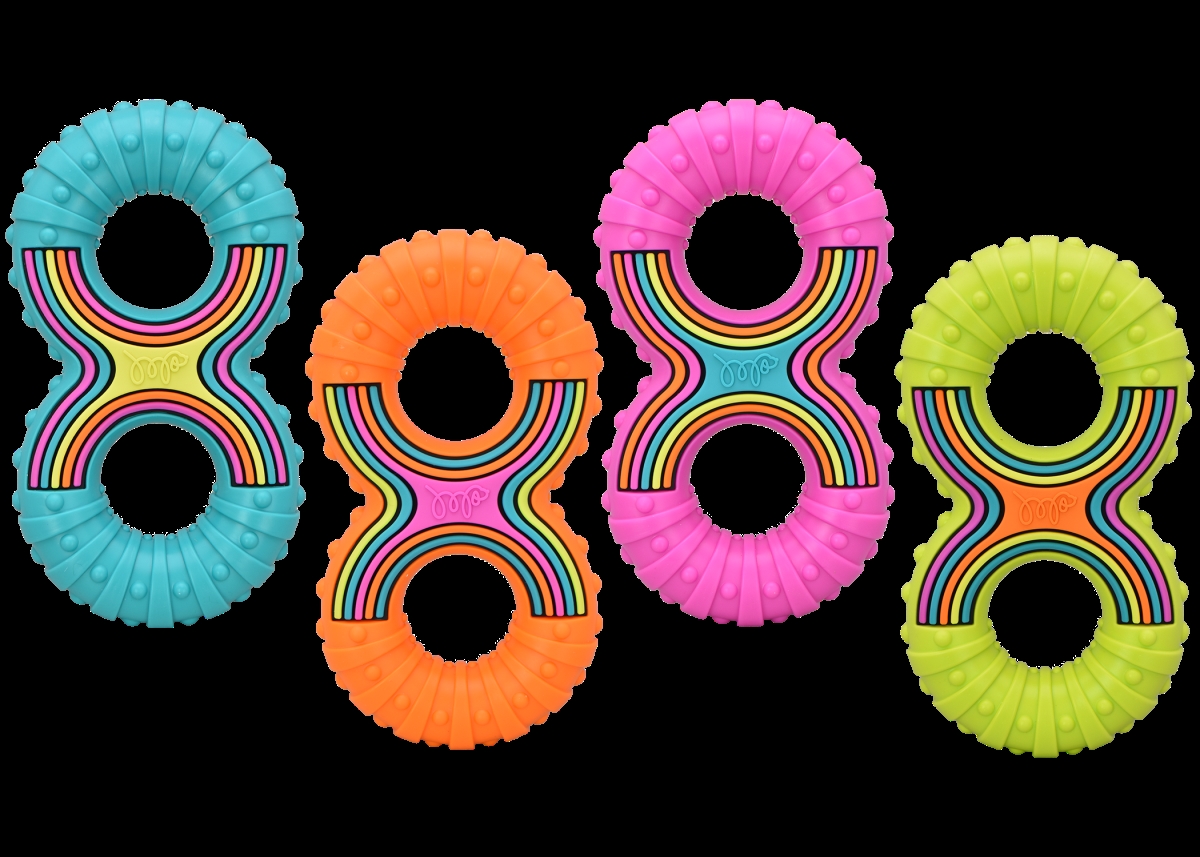 51589 9 in. Grooverz TPR Figure 8 Dog Toy, Assorted Color - Medium