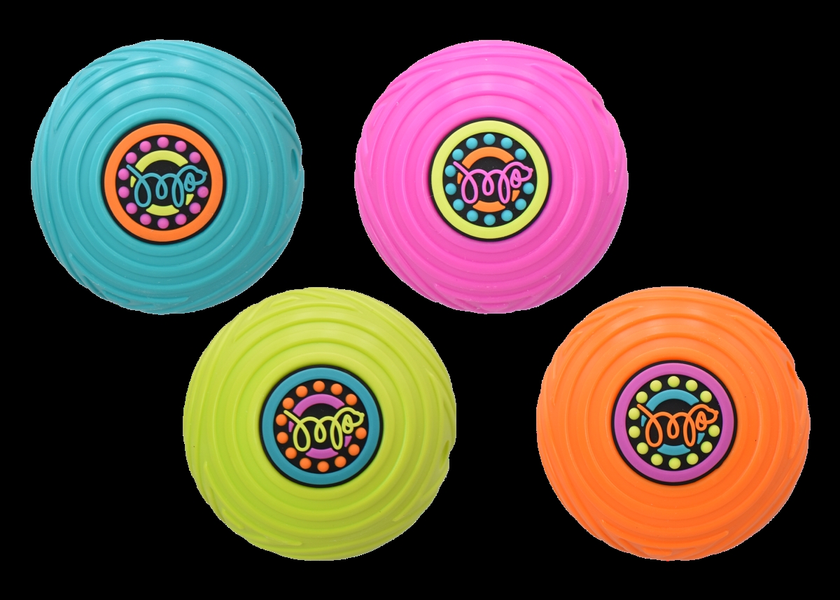 51587 3.5 in. Grooverz TPR Ball Dog Toy - Assorted Color