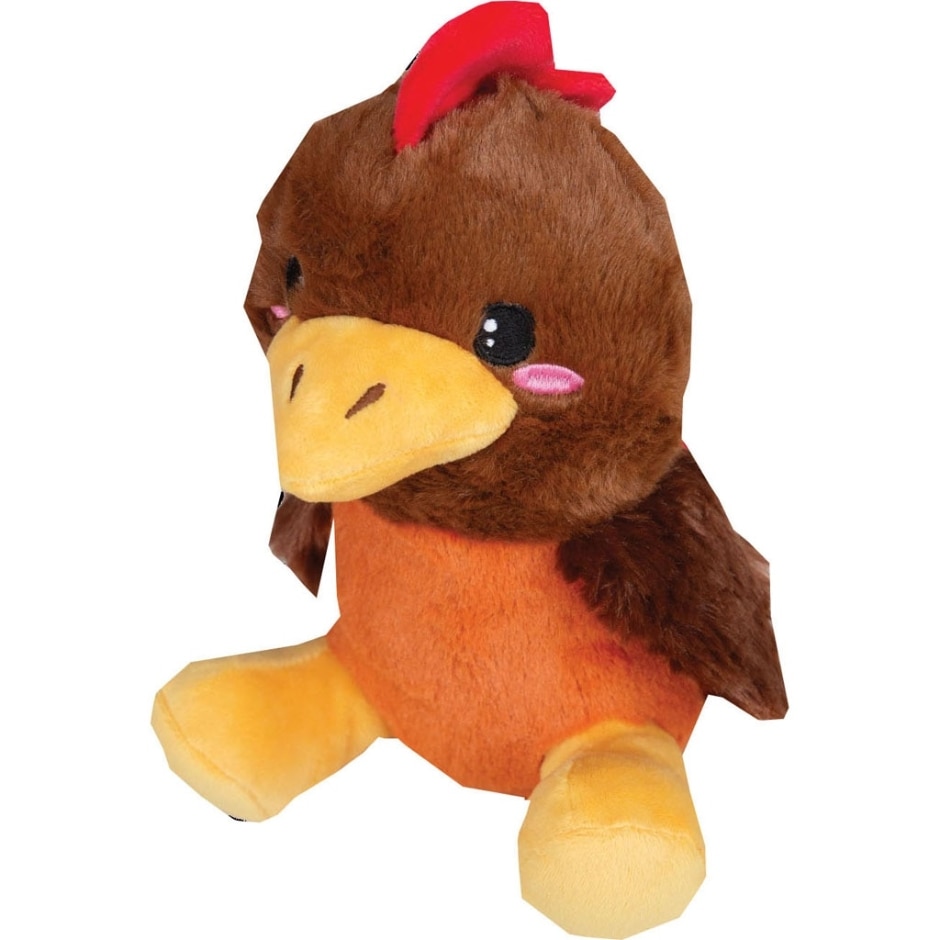 99648 7 in. Rusty the Rooster Dog Toy, Brown