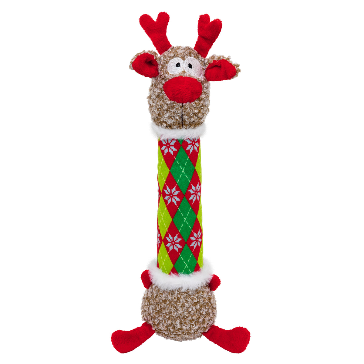 H26D131 Holiday Shakers Luvs Argyle Reindeer Dog Toy - Medium