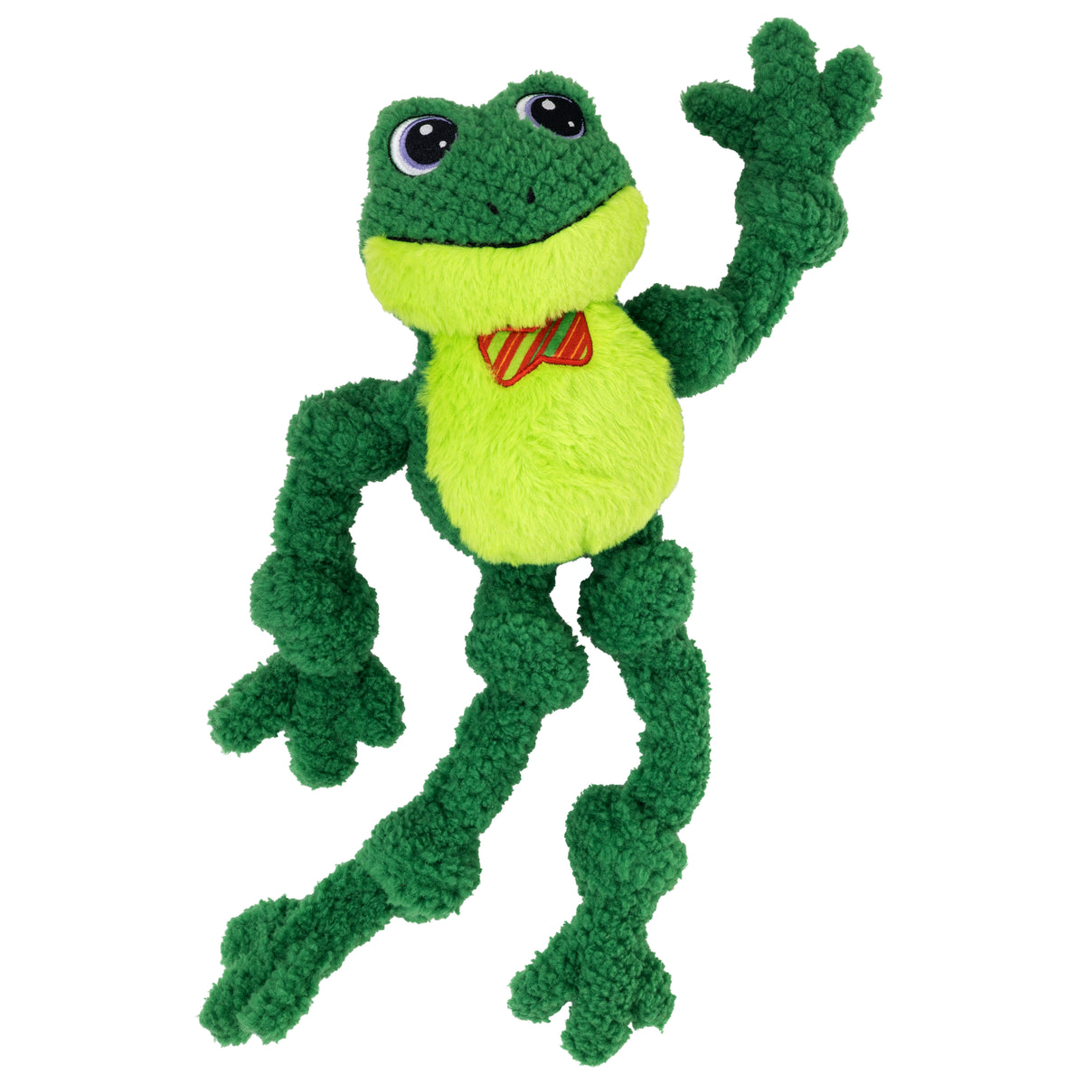 H26D126 Holiday Knots Bow Tie Frog Plush Dog Toy - Large & Extra Large