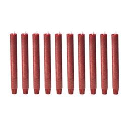C188rd Footed Vegetable Wax Carriage Taper Candles - Red, Pack Of 10