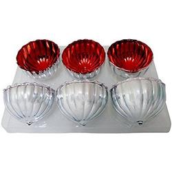 Floating Holiday Metallic Tealight Holders, Silver & Red - Pack Of 6