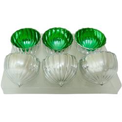 Floating Holiday Metallic Tealight Holders, Silver & Green - Pack Of 6