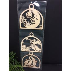 D500 Wood Christmas Ornament Moon Angel Holy - Pack Of 12 -3 Per Pack