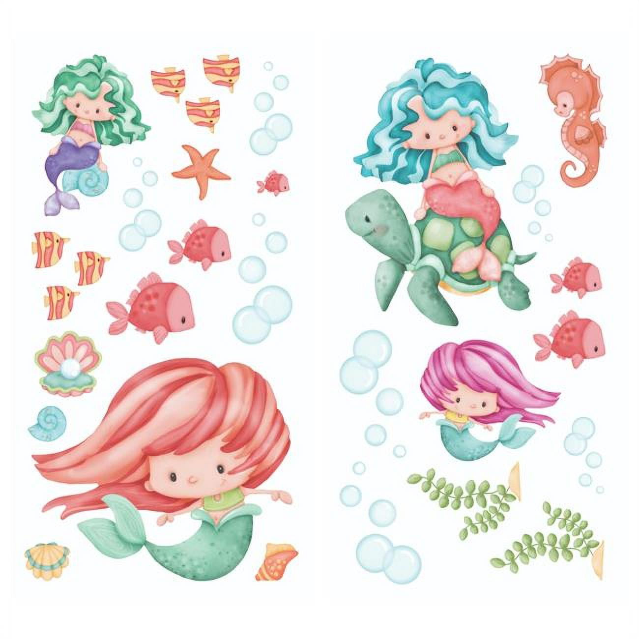 10025 Magical Mermaids Applique Wall Decal Stickers, Multi Color - Super Jumbo