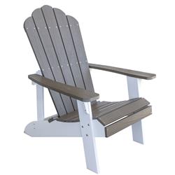 Buffalo Tools Adchair5 Simulated Wood Outdoor Two Tone Adirondack Chair, Driftwood Brown With White Accents - 38.5 X 29.5 X 35 In.
