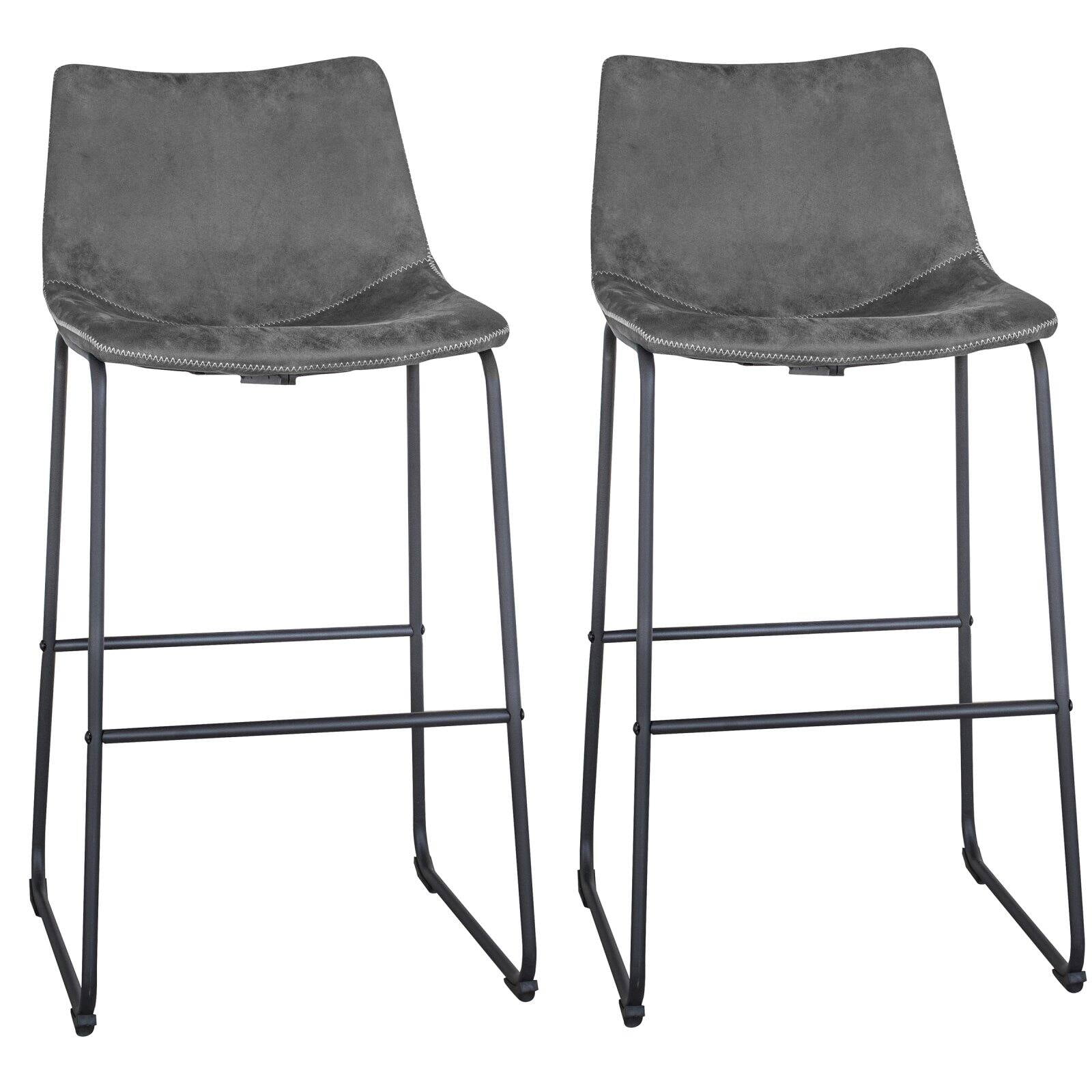 Bslcgset Classic Gray Faux Leather Bar Chair Set