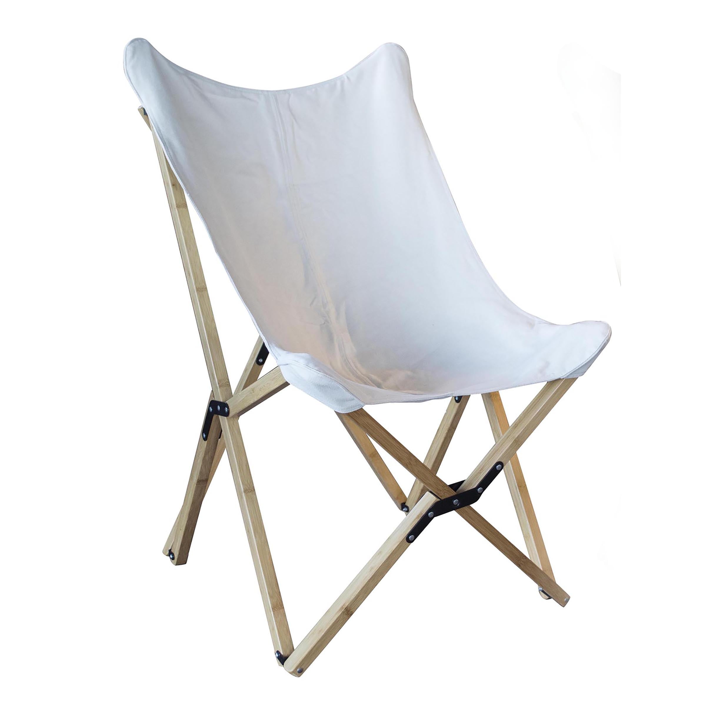 Bfcbcw Canvas & Bamboo Butterfly Chair - Whit