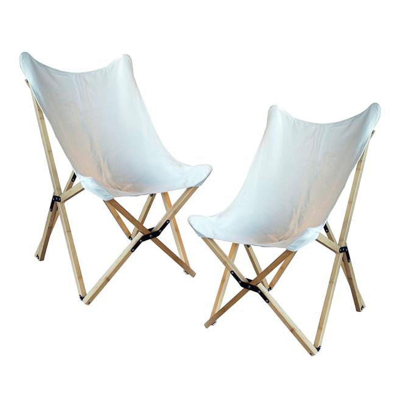 Bfcbcw2pk Canvas & Bamboo Butterfly Chair - White - 2 Piece Set
