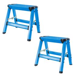Stl1ablkit Lightweight Single Step Aluminum Step Stool Set, Neon Blue - 2 Piece