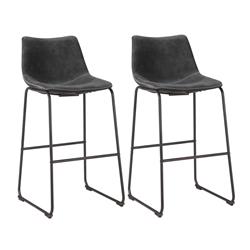 Bslcbset Classic Faux Leather Bar Chair Set, Charcoal Gray