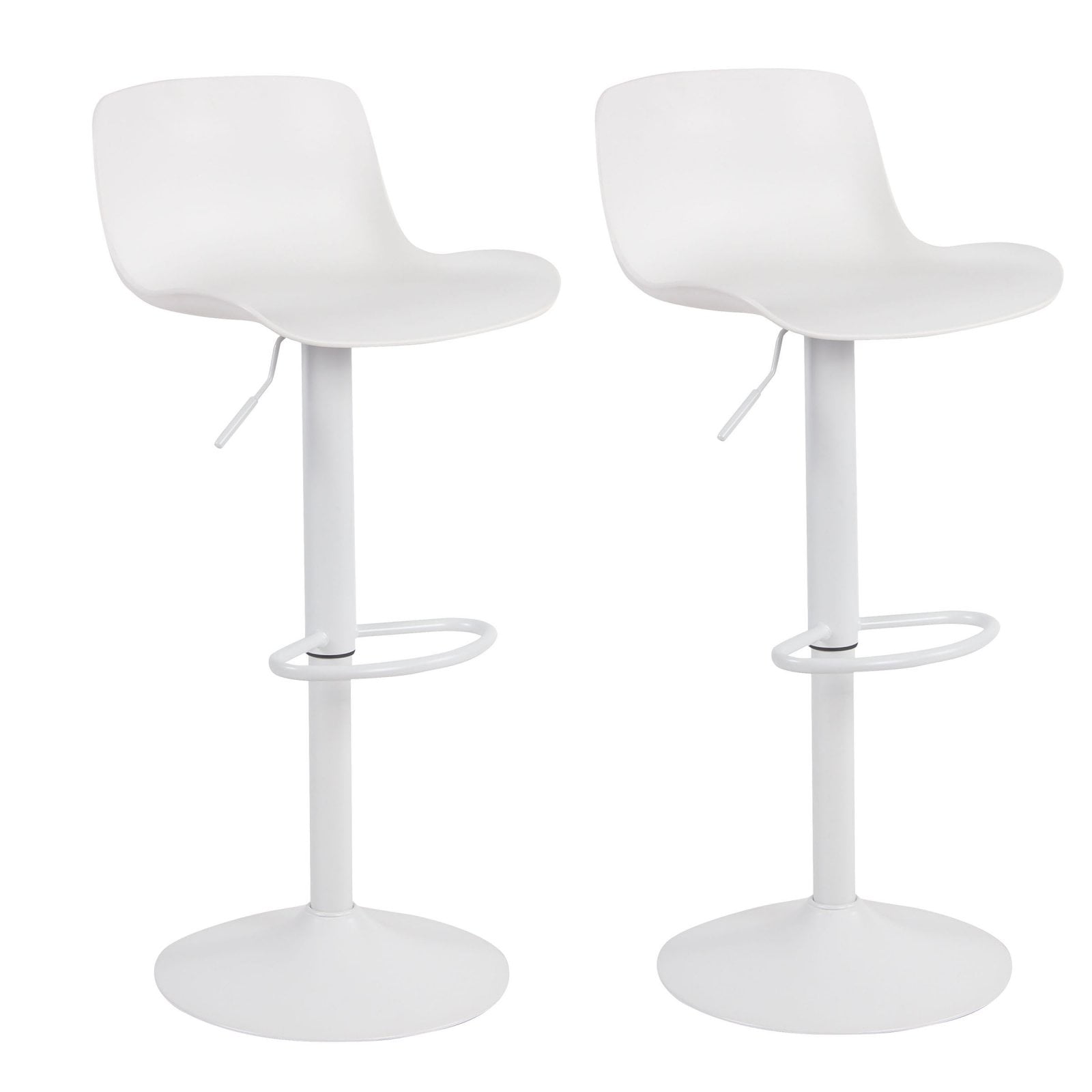 Bs199wset Adjustable Height Solid Color Monochromatic Bar Stool Set - White