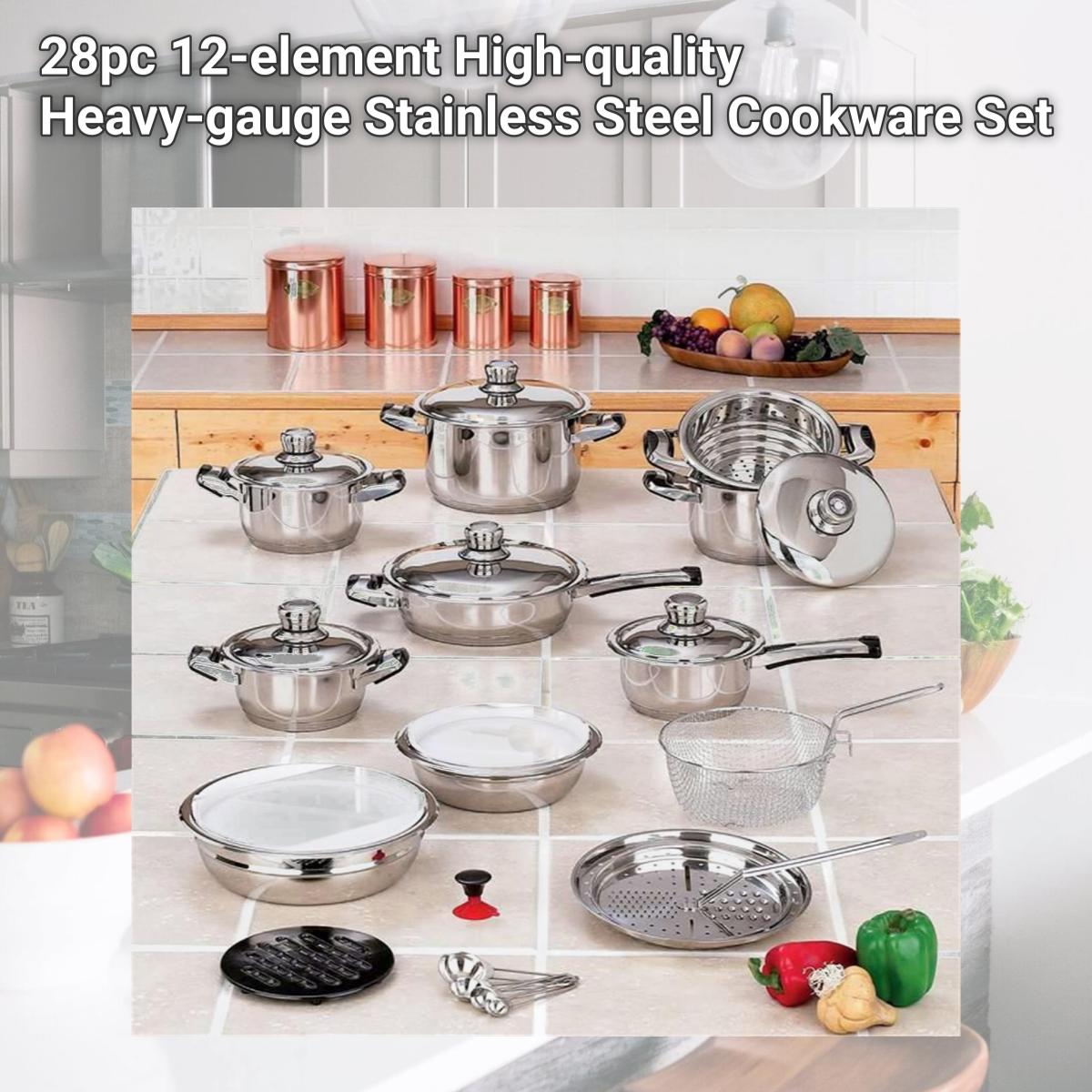 Picture of 28pc 12-element High-quality  Heavy-gauge Stainless Steel Cookware Set