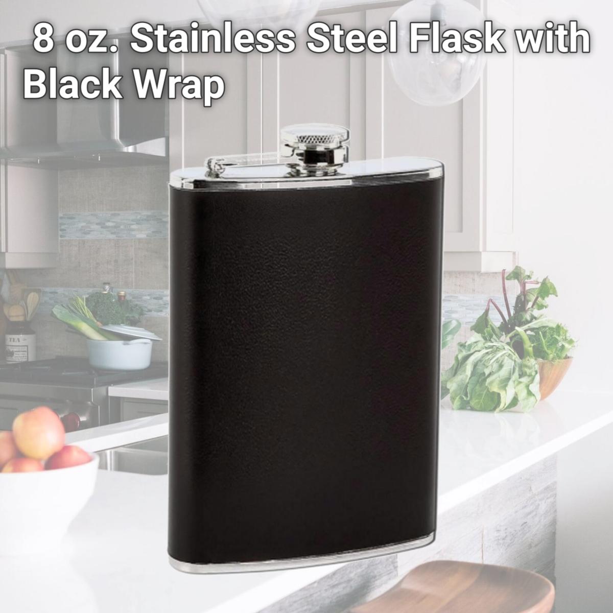 Picture of Maxam 8 oz. Stainless Steel Flask with Black Wrap