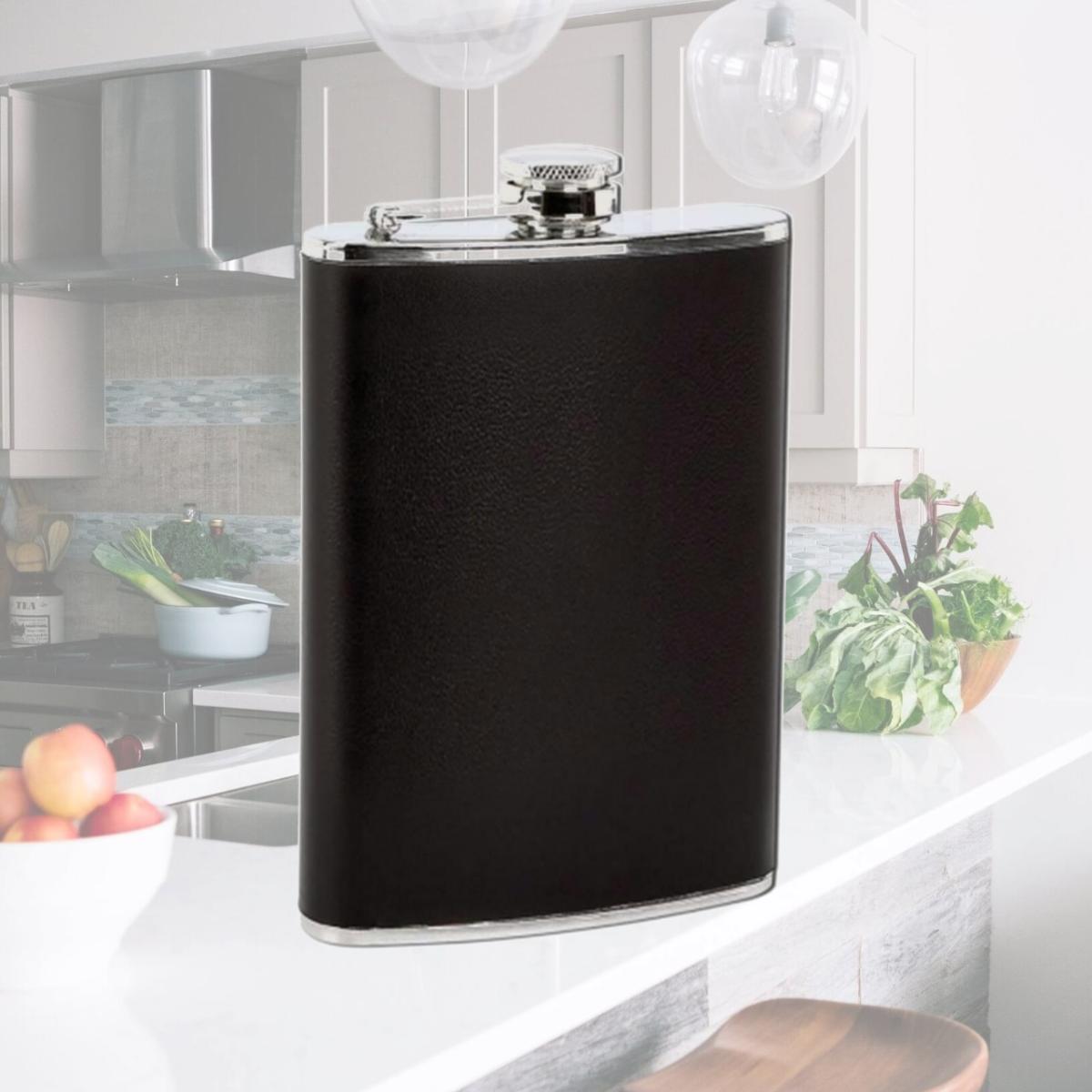 Picture of Maxam 8 oz. Stainless Steel Flask with Black Wrap