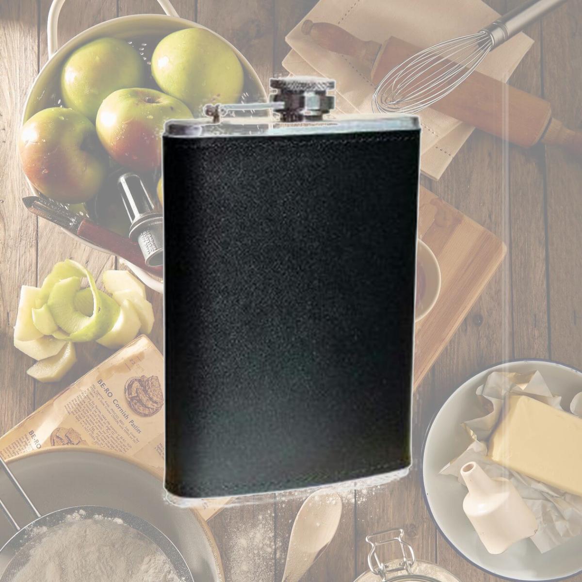 Picture of Maxam 8oz Stainless Steel Flask With Solid Genuine Leather Wrap