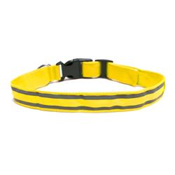 Refcollar M-y Led Reflective Pet Collar With 2 Night Reflective Stripes, Yellow - Medium