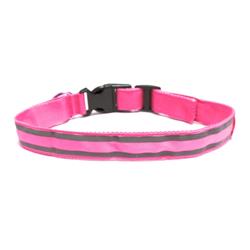 Refcollar M-p Led Reflective Pet Collar With 2 Night Reflective Stripes, Pink - Medium