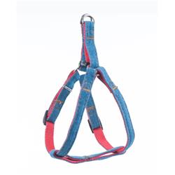 Denim Sml-r Denim Harness For Dogs & Cats, Red - Small