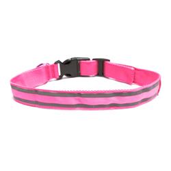 Refcollar S-p Led Reflective Pet Collar With 2 Night Reflective Stripes, Pink - Small
