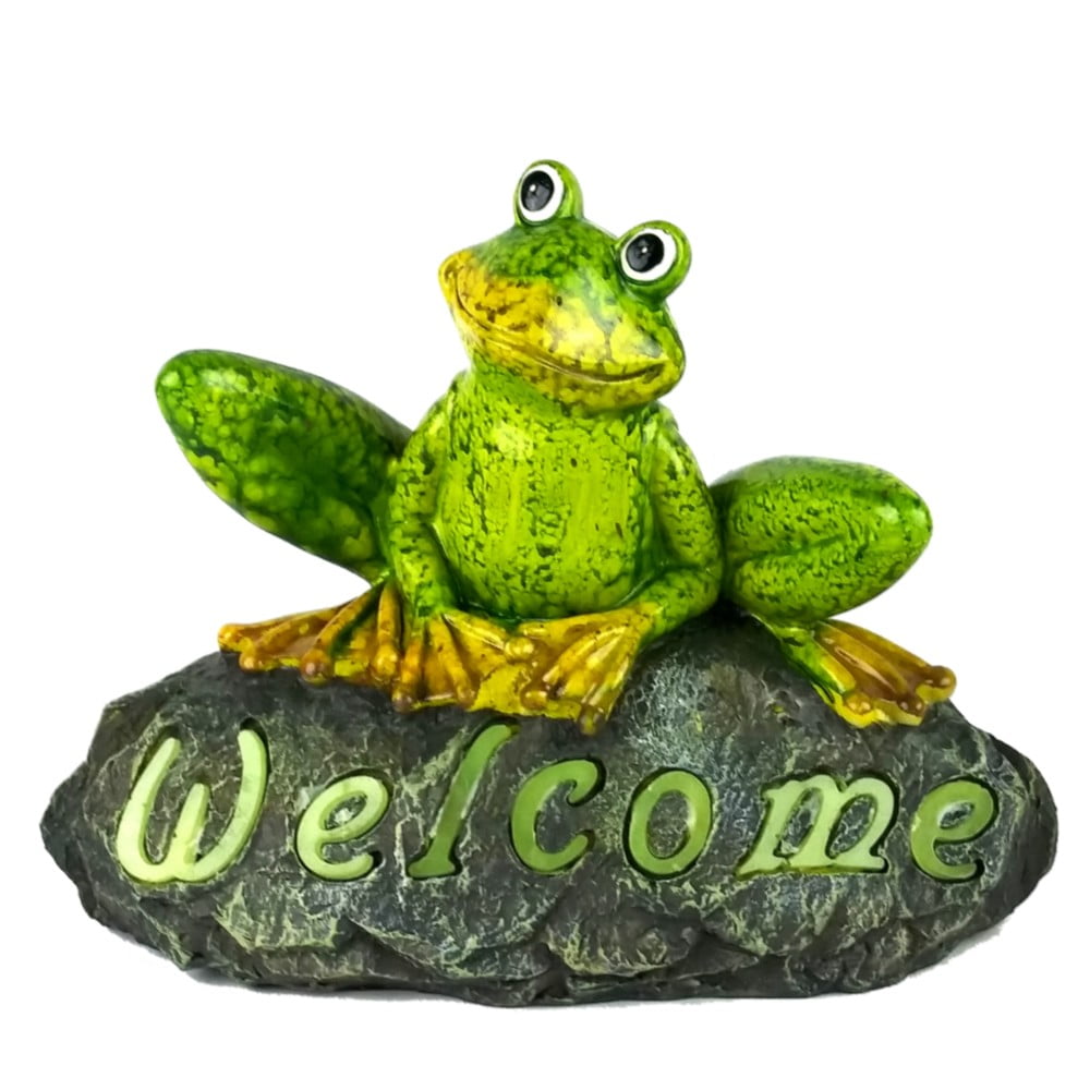 Ls918ws12 Hoppy The Frog Welcome Stone, Green
