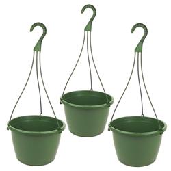Maj254183 10 In. Plastic Hanging Basket, Green - Pack Of 3