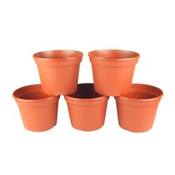 To21ch2175 8 In. Plastic Round Terra Cotta Pot - Pack Of 5