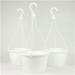 Man258173 10 In. Plastic Hanging Basket, White - Pack Of 3