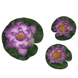 Ls1017wlp Decorative Floating Artificial Lotus Water Lilies, Purple - 3 Piece