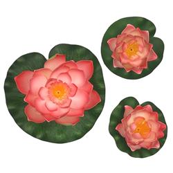 Ls1017wlph Decorative Floating Artificial Lotus Water Lilies, Peach - 3 Piece