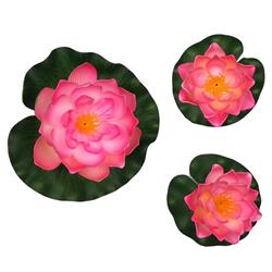 Ls1017wlpk Decorative Floating Artificial Lotus Water Lilies, Pink - 3 Piece