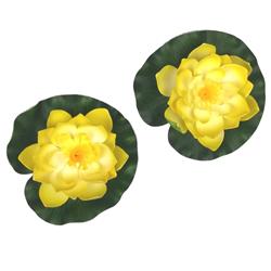 Ls1017wly Decorative Floating Artificial Lotus Water Lilies, Yellow - 3 Piece