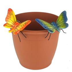 Ls11172yb Butterfly Flower Pot Sitter Hanger, Yellow & Blue, 2 Piece