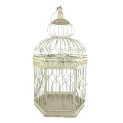 Gi118lgfs 22 In. Decorative French Style Steel Bird Cage, Antique White
