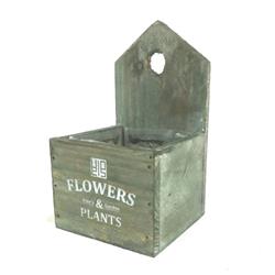 Dh118vwa Vintage Wooden Flower Pot Succulent Planter, Gray