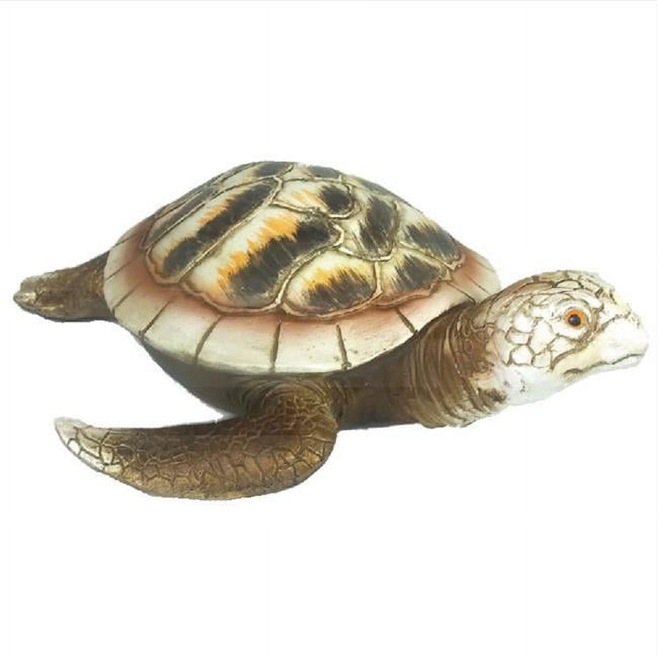 Gi219w3585 11 In. White Brown Sea Turtle Figurine